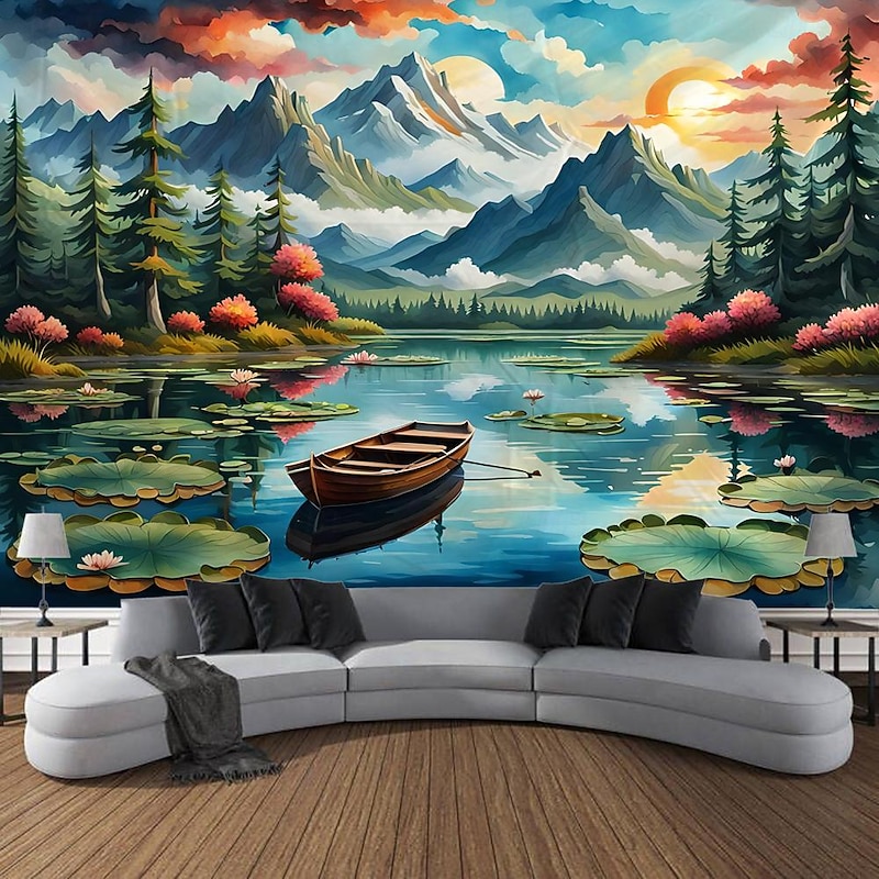 Nature Waterfall Rock Hanging Tapestry Landscape Wall Art Large Tapestry Mural Decor Photograph Backdrop Blanket Curtain Home Bedroom Living Room Decoration2