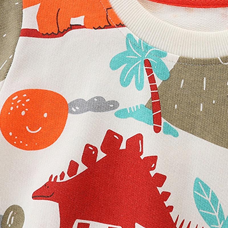 Boys 3D Cartoon Dinosaur Sweatshirt Long Sleeve Spring Fall Fashion Basic Little Kids(4-7ys) 4-7 Years Crew Neck Outdoor Casual Daily Regular Fit4