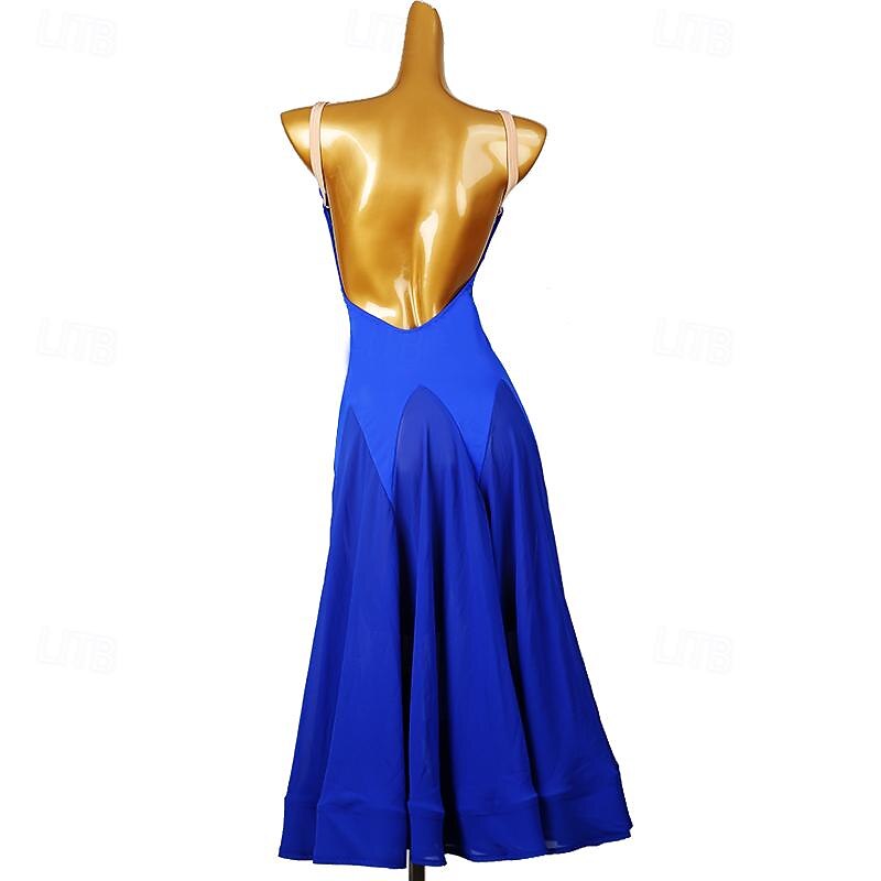 Ballroom Dance Dress Splicing Women's Performance Party Sleeveless Chiffon Mesh Spandex2