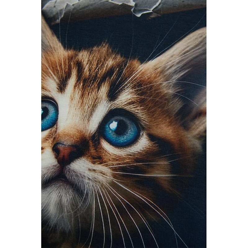 Women's T Shirt Fashion Cat Print Short Sleeve Regular Tops Round Neck Daily Weekend Gray Summer 3D cat 7