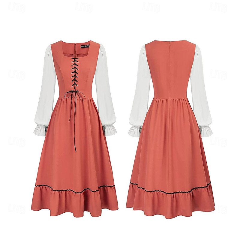 Retro Vintage Medieval Renaissance Dress Lady Viking Fancy Dress Women's Celtic Pirate Masquerade Casual Daily Adults' Dress2