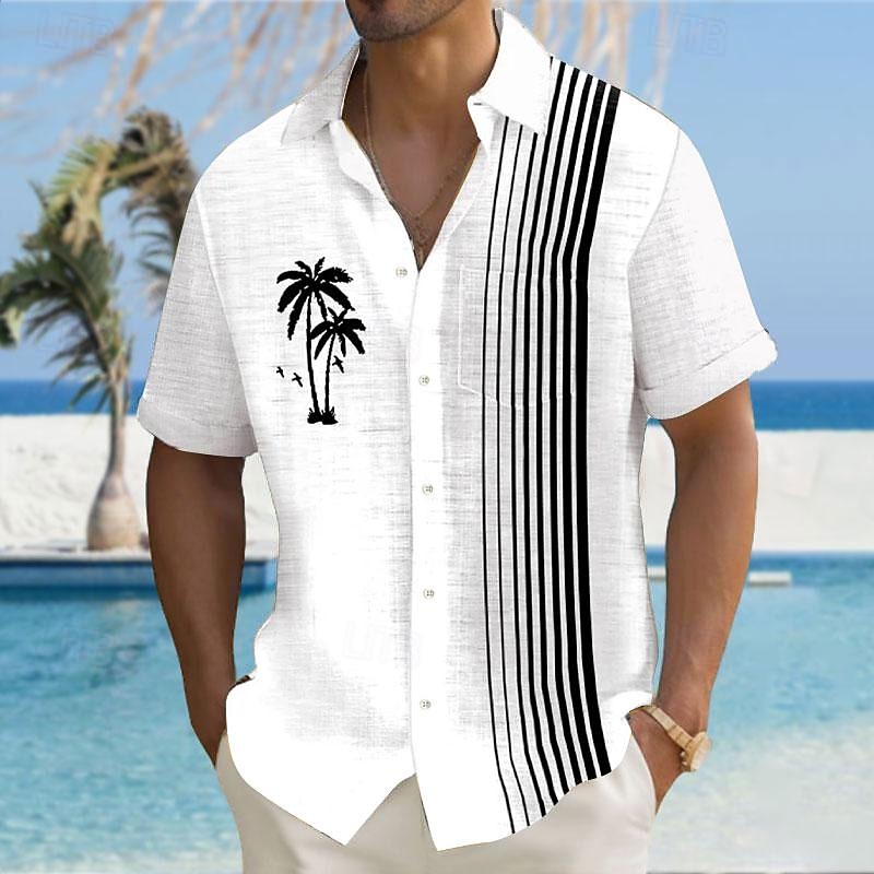 Men's Coconut Tree Palm Tree Tropical Plants Summer Hawaiian Shirt Aloha Shirt Printed Shirts Short Sleeve Shirt Turndown Hawaiian Resort Outdoor Vacation Party White S M L