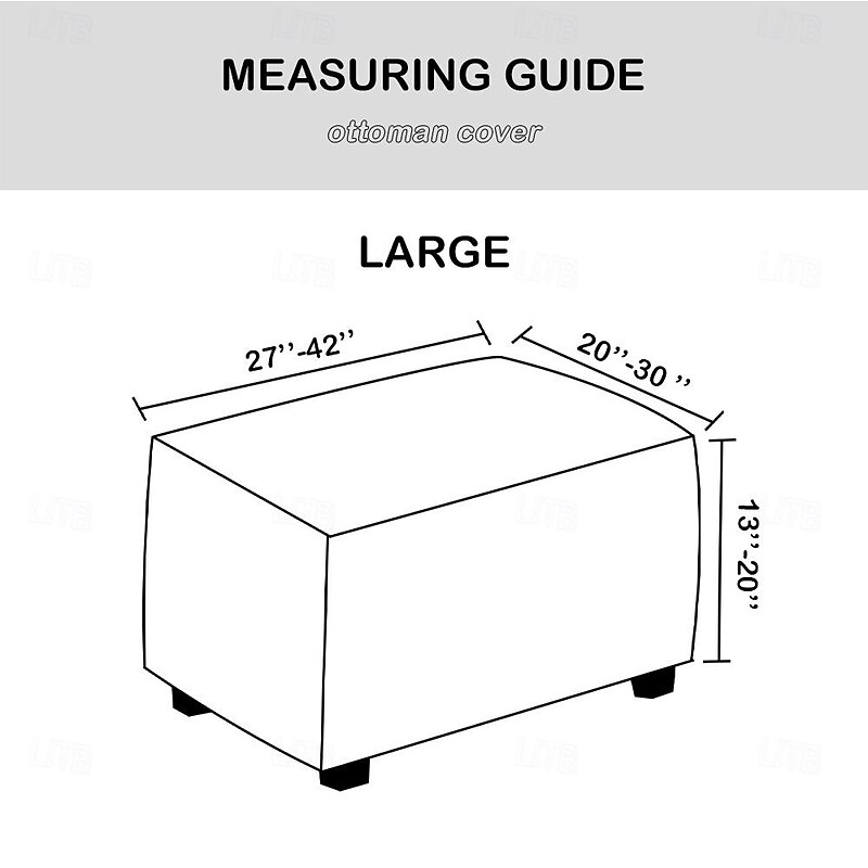 Velvet Ottoman Cover Rectangle,Storage Ottoman Slipcover Thick Stretchable Footrest Stool Covers with Elastic Band3