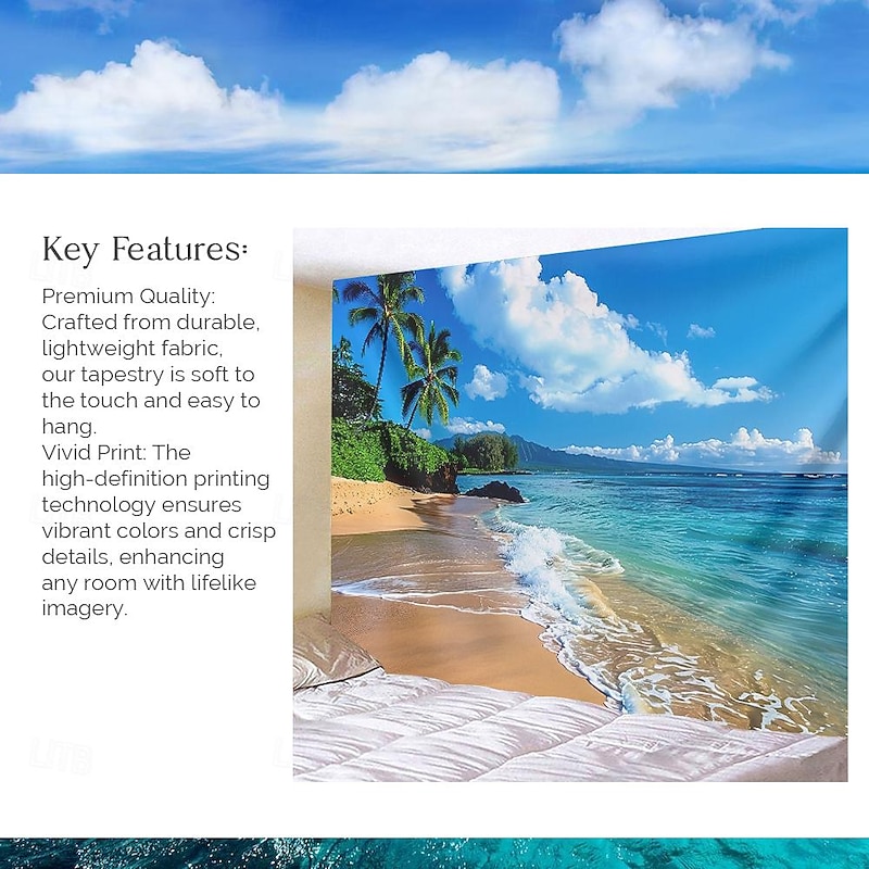 Beach Island Hanging Tapestry Wall Art Large Tapestry Mural Decor Photograph Backdrop Blanket Curtain Home Bedroom Living Room Decoration4