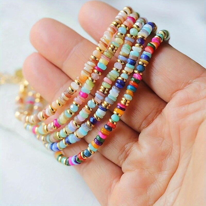 Multicolored Shell Handcrafted Bracelet, Exquisite Stacking Design for Womens Elegance - Perfect Spring & Summer Casual Wear