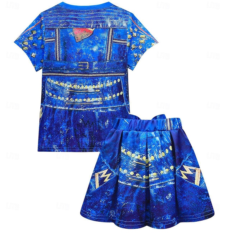 Descendants Evie Skirt Outfits Cosplay Wigs Costume Party Movie Cosplay for Girls' Kids Masquerade Causal3