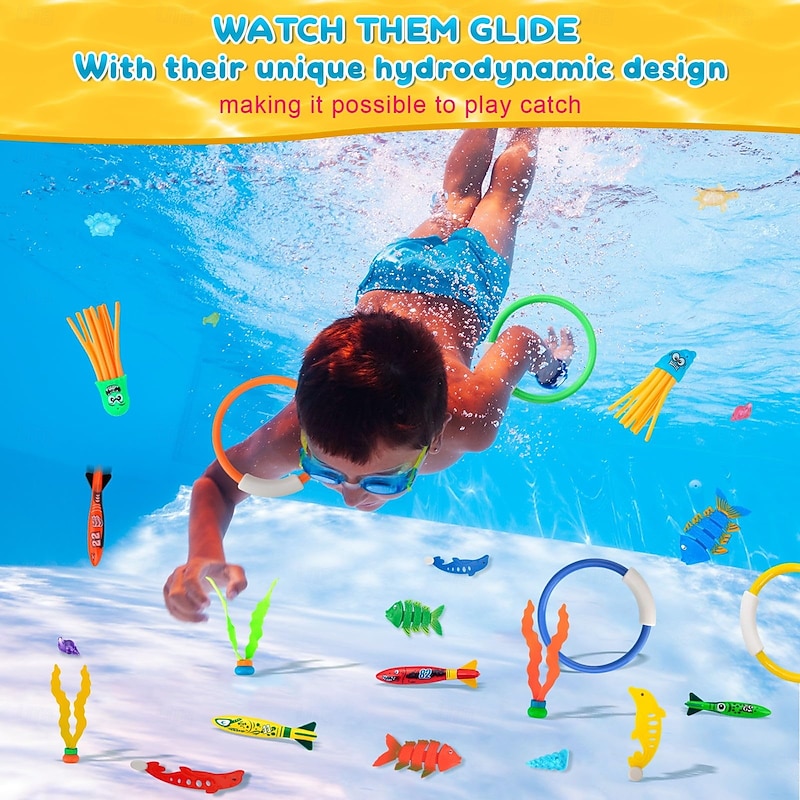 Diving Pool Toys for Kids Age 4-12,28Pcs Swimming Underwater Pool Toys for Kids,Water Toys for Pool Party Favors,Summer Diving Toys4