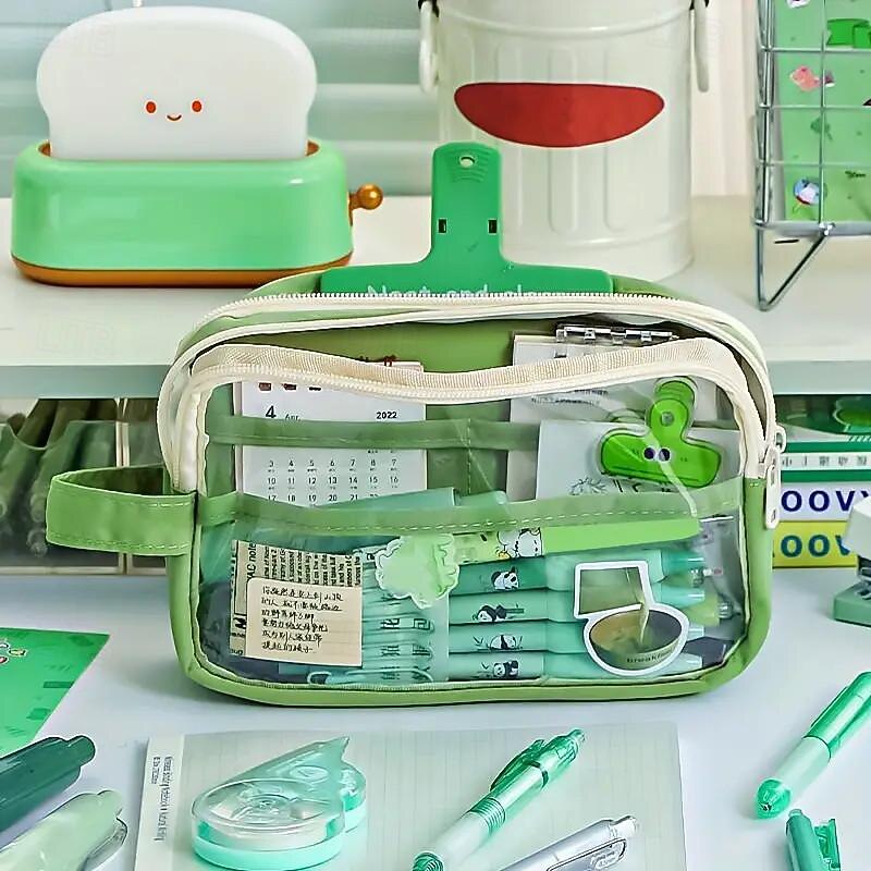 New Transparent Pen Bag Large Capacity Multi-layer Stationery Bag To Store Students Pencil Case