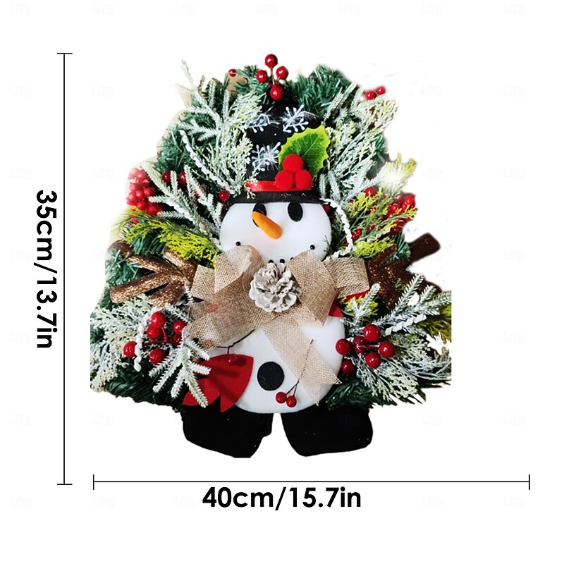 Christmas Wreath Outdoor for Front Door Winter Wreath Window Wall Decoration Snowman Swag,Snowman Wreath Xmas Wreath,Artificial Flower Santa Rattan Ring Wreaths Xmas Tree Ornaments Garland2