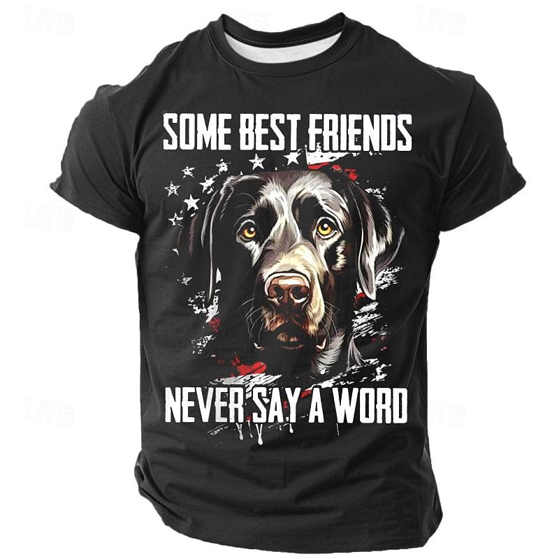 Men's Dog T Shirt Short Sleeve T shirt 3D Print Crew Neck Shirt Retro Vintage Casual Street Style Sports Outdoor Holiday Going out Black 1 Black 3 Black 2 Spring & Summer Clothing Apparel S M L XL