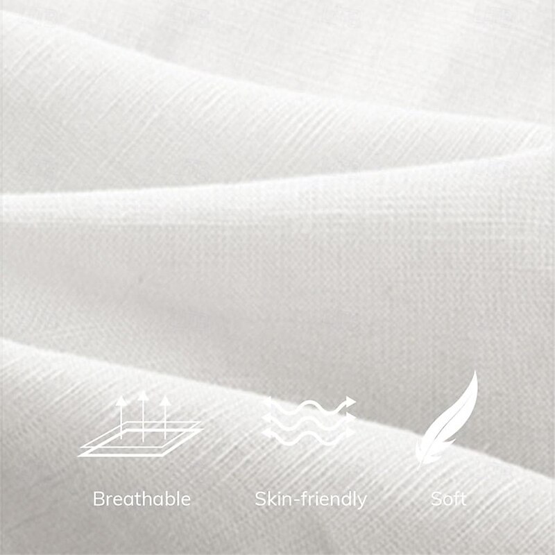 Men's Shirt Linen Shirt Summer Shirt Beach Shirt Solid Color Vacation Curise Black Beige Short Sleeve Band Collar Summer Spring Clothing Apparel Buttons3