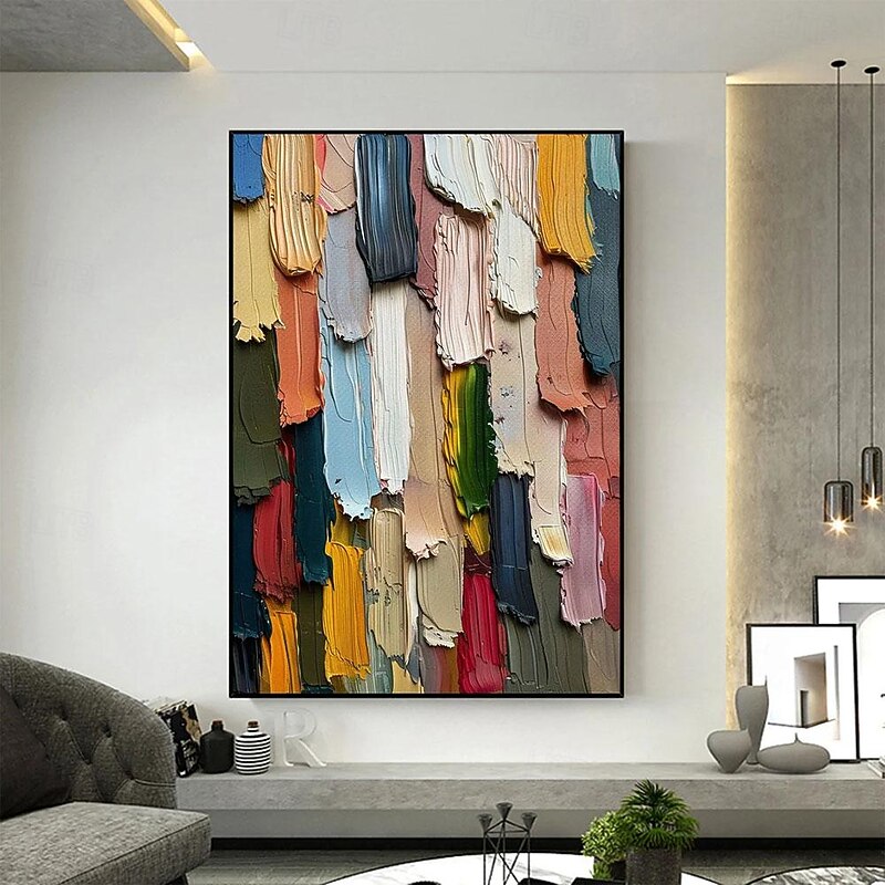 Original Abstract Colorful Texture Oil Painting on Canvas Large Wall Art Boho Wall Decor Minimalist Living Room Decor Gift for Housewarming Unframed3