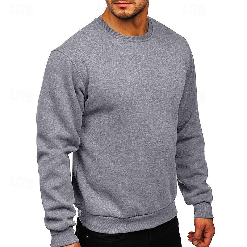 Men's Sweatshirt Black White Wine Army Green Light Grey Crew Neck Plain Sports & Outdoor Daily Holiday Streetwear Basic Casual Fall & Winter Clothing Apparel Hoodies Sweatshirts4