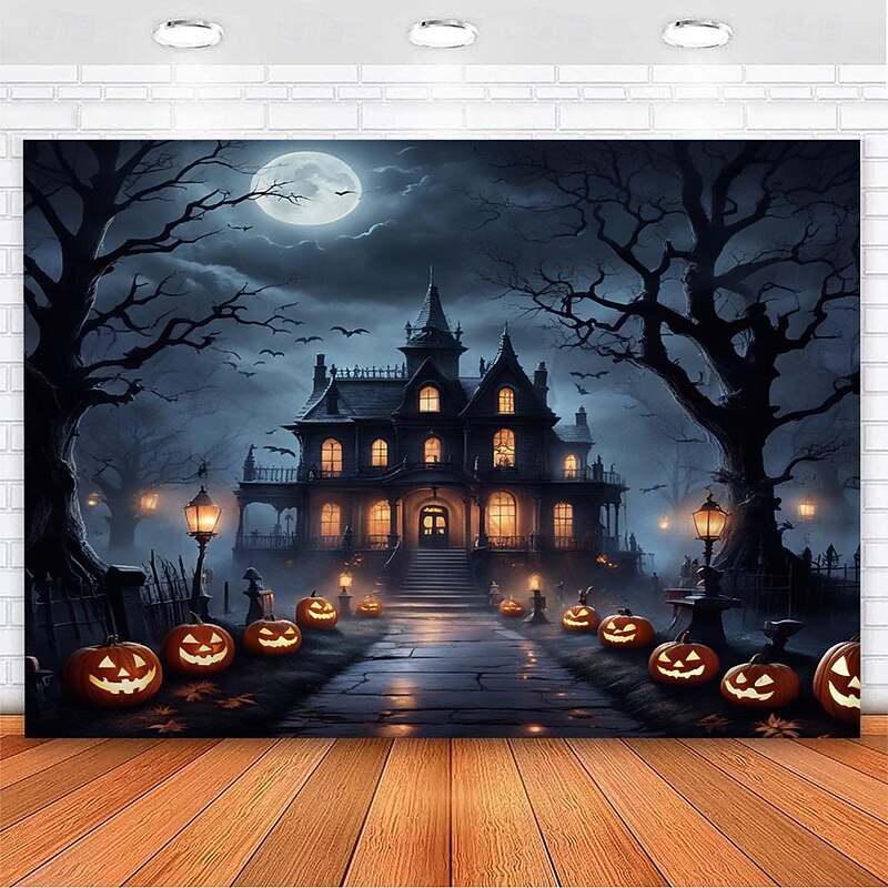 Halloween Decorations Hanging Tapestry Jack O Lantern Pumpkin Forest Wall Art Large Tapestry Mural Decor Photograph Backdrop Blanket Curtain Home Bedroom Living Room Ghost Haunted House Castle3