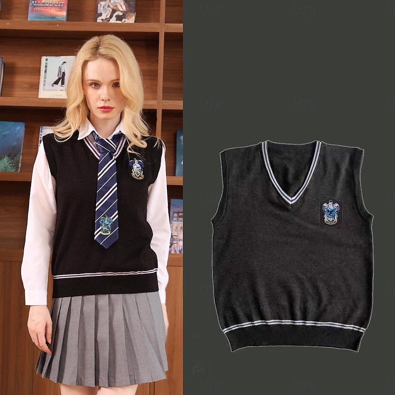Couples Magic Harry Gryffin d'or Slytherin Sweater Knit Vest Men's Women's Boys Movie Cosplay Costume Party Masquerade Dailywear3