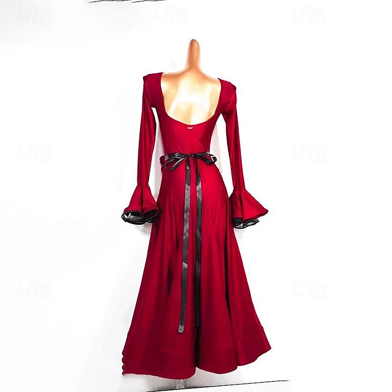 Elegant Ballroom Dance Dress Women's Performance Party Modern Dance Clothes Long Sleeve Tango Waltz Standard Costumes4