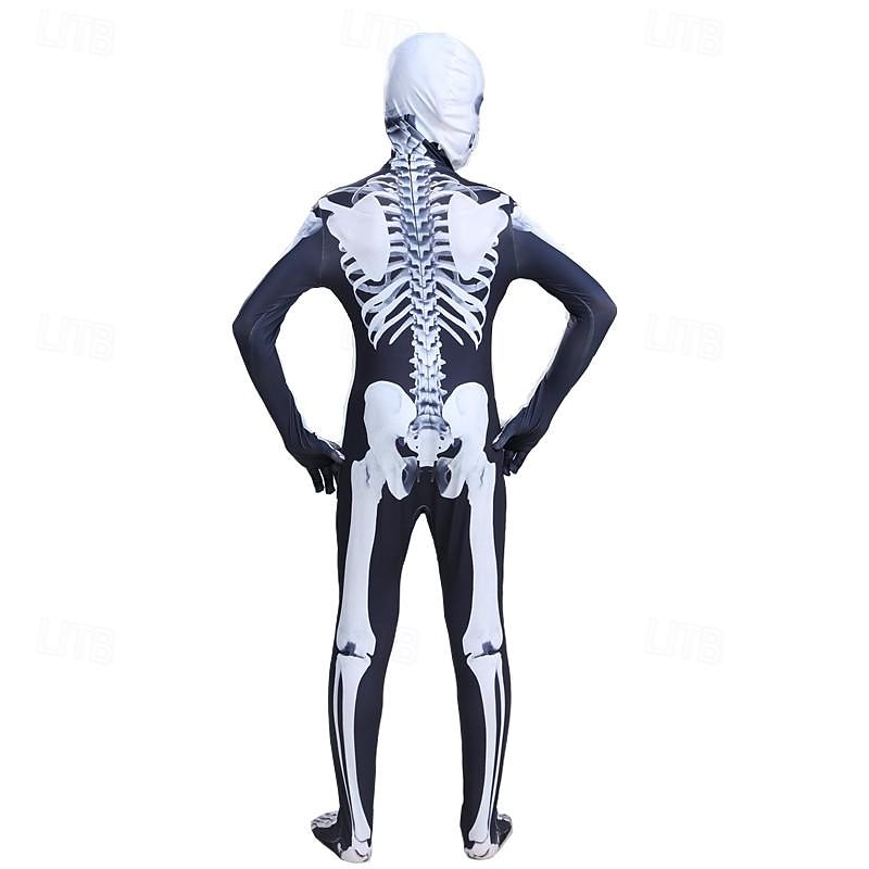 Skeleton Skull Halloween Cosplay Costume One Piece Cosplay Kid's Adults' Men's Women's Boys' Masquerade Halloween Masquerade Easy Halloween Costumes Dress Up4
