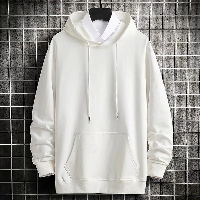 Men's Hoodie Black White Yellow Red Blue Hooded Plain Pocket Sports & Outdoor Daily Holiday Streetwear Basic Casual Spring &  Fall Clothing Apparel Hoodies Sweatshirts  Long Sleeve2