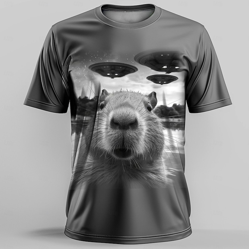 Men's Funny Squirrel T Shirt Short Sleeve T shirt 3D Print Crew Neck Shirt Retro Vintage Casual Street Style Sports Outdoor Holiday Going out Brown Green Gray Spring & Summer Clothing Apparel S M L