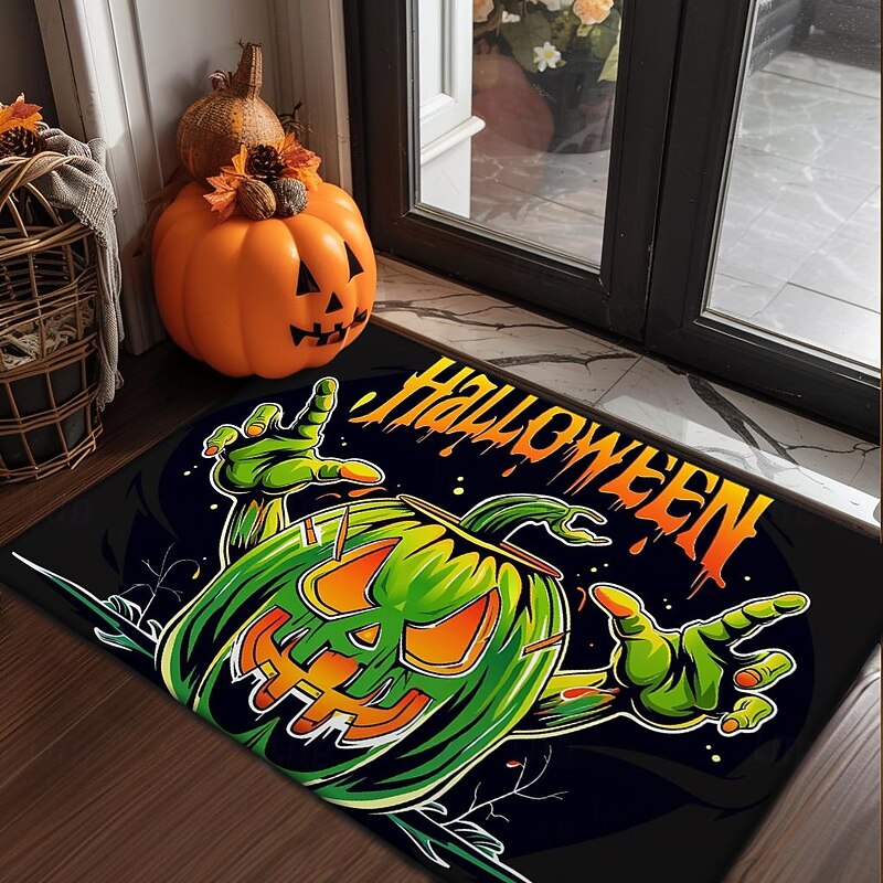 Halloween Decorations Graveyard Scarecrow Doormat Kitchen Mat Floor Mat Non-Slip Area Rug Oil Proof Rug Indoor Outdoor Mat Bedroom Decor Bathroom Mat Entrance Rug4