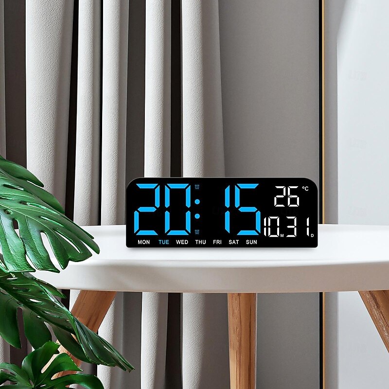 Digital Alarm Clock Adjustable Brightness Wall Clock Desk Clock with Temperature Display for Office Living Room Shelf2