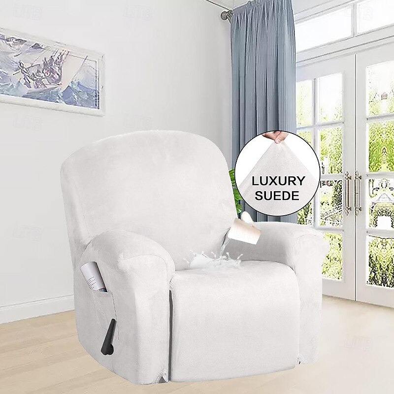 Solid color all-wrap waterproof suede recliner cover Simple protective cover Super smooth Rocking chair cover recliner cover2
