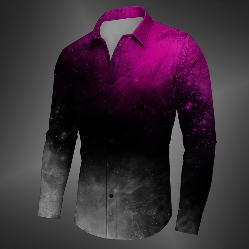 Men's Gothic Horror Halloween Costumes Shirt Button Up Shirt Long Sleeve Casual Dark Business Daily Fall Winter Spring & Summer Turndown Shirt Collar Button Up 3D Print Yellow Red Blue Purple Green4