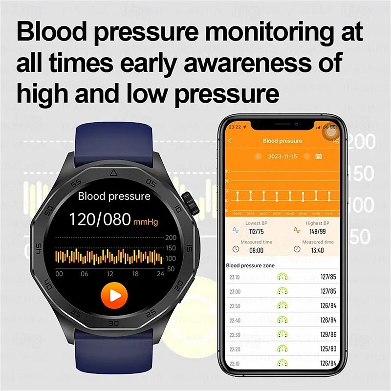 E480 Smart Watch 1.43 inch Smartwatch Fitness Running Watch Bluetooth ECG+PPG Temperature Monitoring Pedometer Compatible with Android iOS Women Men Long Standby Hands-Free Calls Waterproof IP 674