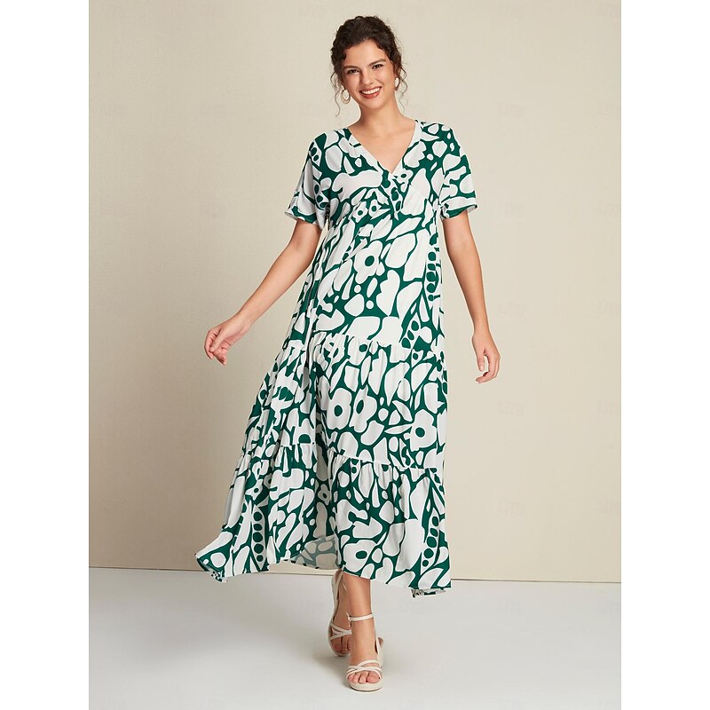 Plant Print V Neck Maxi Dress4