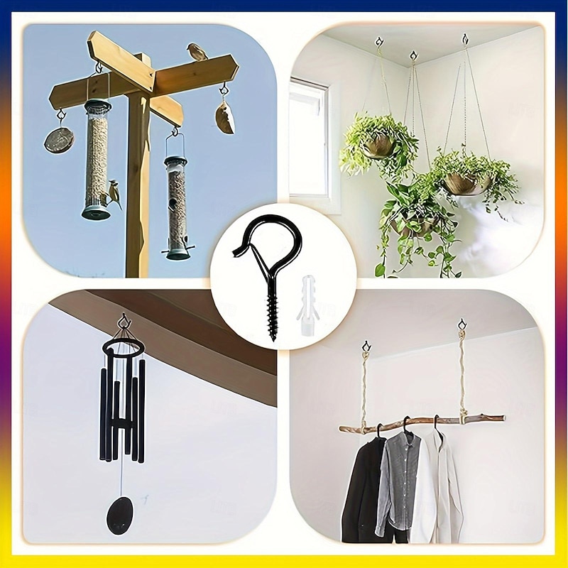 20pcs Q-Hanger Screw Hooks with Safety Buckles - Fashion Metal Outdoor Lights Hanging Kits for Christmas Fairy & String Lights - Easy Release, 2.2 Inch Length4
