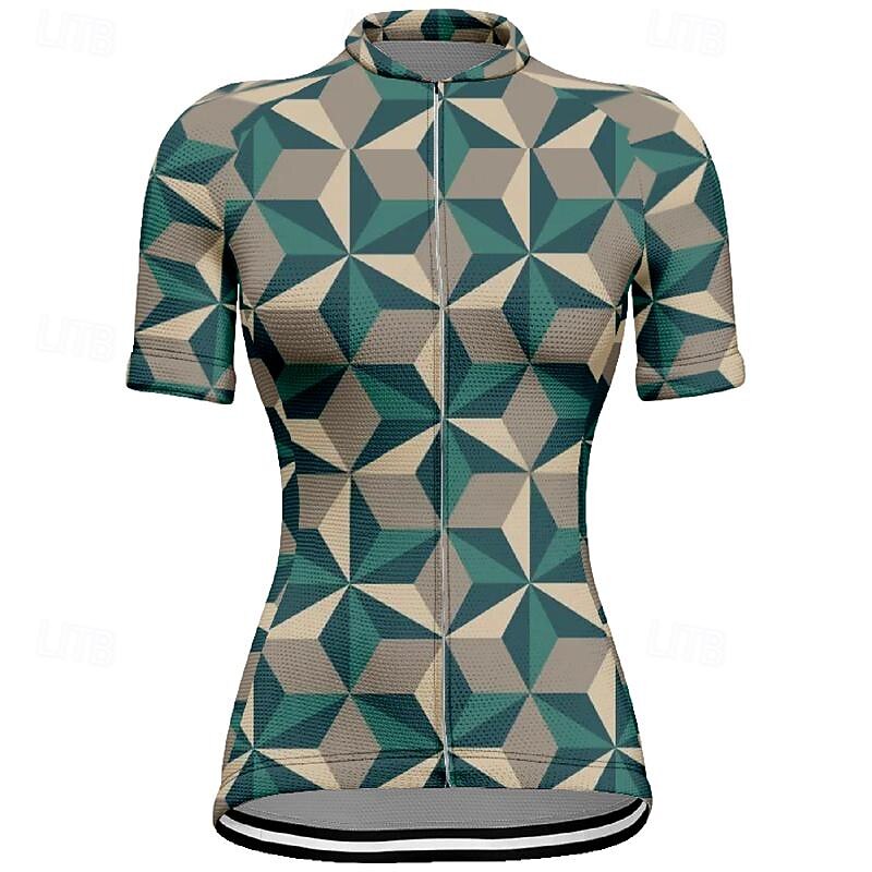 Women's Cycling Jersey Geometic Short Sleeve Bike Tee Tshirt Top with 3 Rear Pockets Mountain Bike MTB Road Bike Cycling Quick Dry Front Zipper Wicking Sports Yellow Purple Green Clothing Apparel3