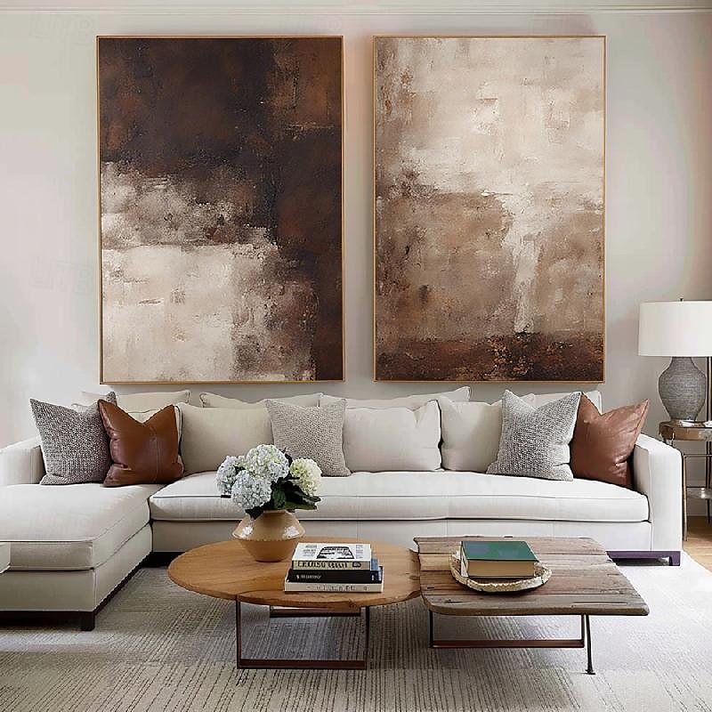 Morandi Color style oil painting Handpainted Brown and beige Textured painting art handmade Brown and beige Abstract art painting abstract Morandi wall decor Brown and beige Wall Art painting