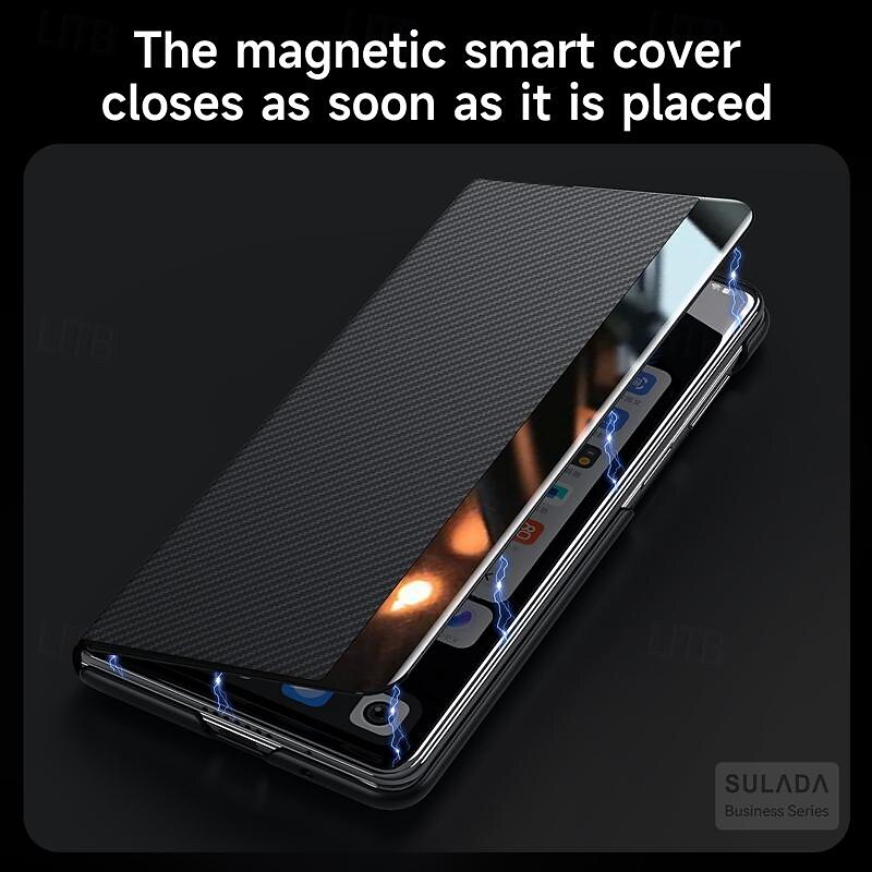 Phone Case For Samsung Galaxy Z Fold 6 Z Fold 5 Z Fold 4 Back Cover Magnetic Support Wireless Charging Card Slot PC4