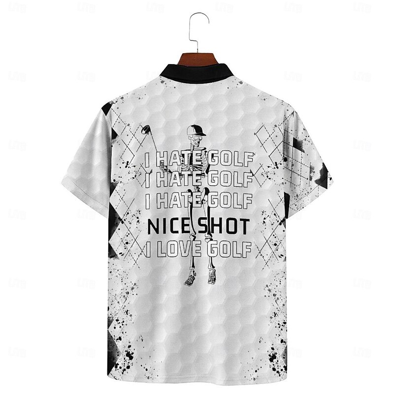 2024 Summer New Style Cross-border European and American 3D Printed Personalized Skull Golf Loose Men's Short Sleeve Polo3
