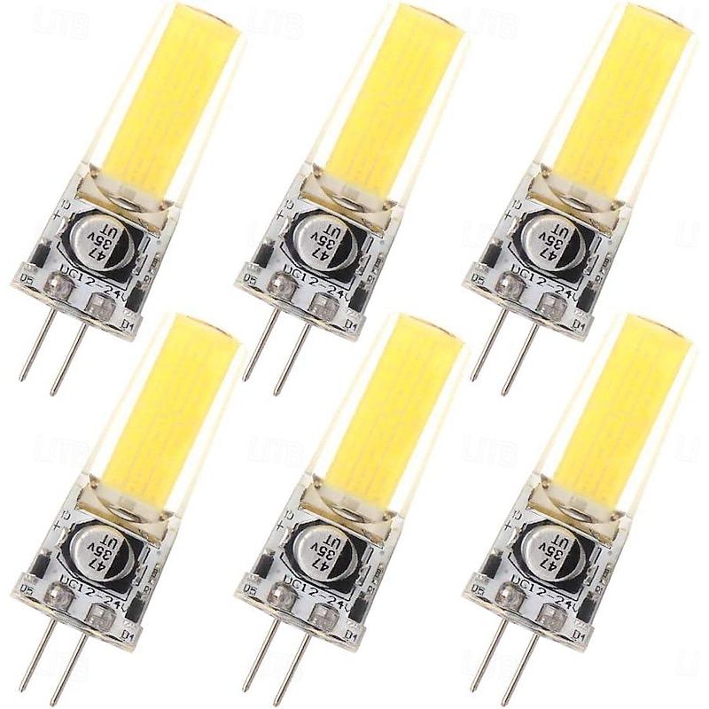 6pcs G4 Bi-pin LED COB 2508 Silicone Light 3W AC12V/DC12-24V Landscape Lighting
