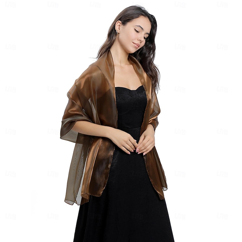 Ladiery Silky Shawls And Wraps For Evening Dresses Women Sheer Soft Bridesmaid Wedding Formal Party Organza Shawl4