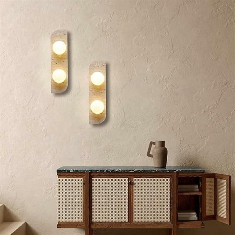 LED Indoor Wall Lights Warm White 1-Light Creative Natural Yellow Travertine Retro Wabi-sabi Wind Art Ambient Lighting Simple Living Room Bedroom 110-240V