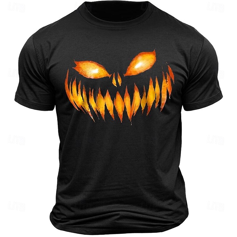 Halloween Grimace Black White Dark Grey T shirt Tee Men's Graphic 100% Cotton Shirt Sports Classic Shirt Short Sleeve Comfortable Tee Summer Spring Fashion Designer Clothing S M L XL XXL
