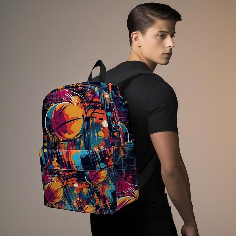 Basketball Print Backpack for Boys and Teens – Large Capacity Sports-Themed School Bag with Colorful Street Style Design for Daily Use and Gym Practice3