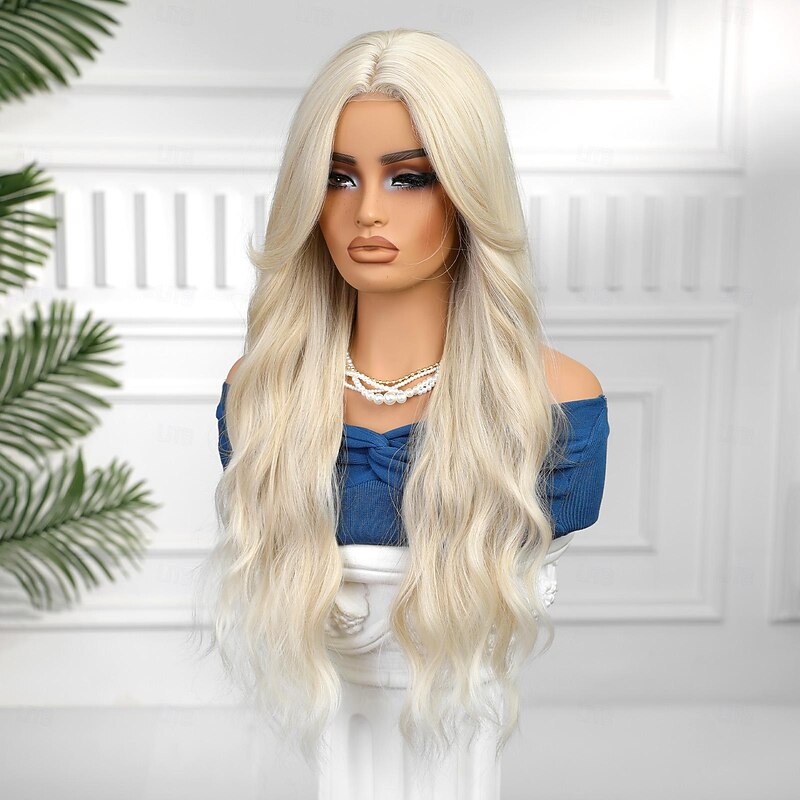 Synthetic Lace Wig Body Wave Style 30 inch Blonde Middle Part U Part Wig Women's Wig Light golden4