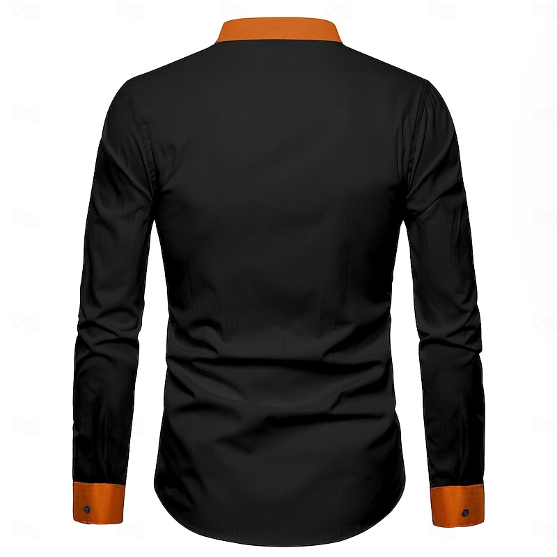 Halloween Men's Pumpkin Halloween Costumes Button Up Shirt Long Sleeve Casual Party Evening Wear Fall Winter Spring & Summer Turndown Shirt Collar Button Up 3D Print Orange2
