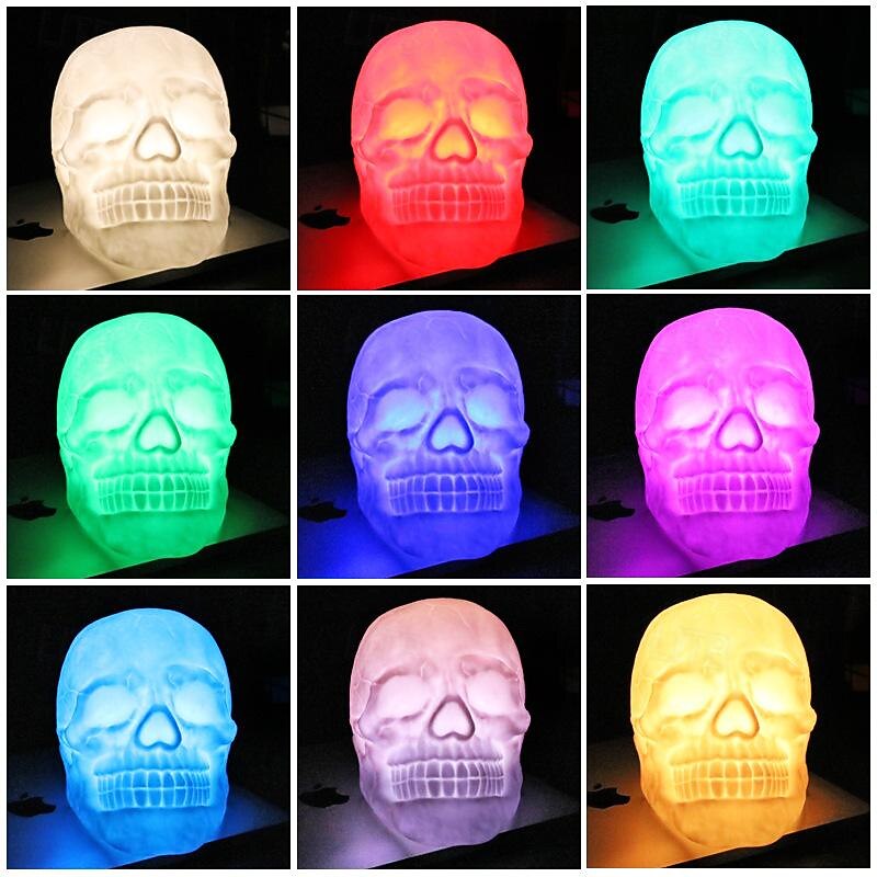 Halloween Skull Lamp Skeleton LED Night Light with 7 Changing Color Light and Remote Control for Home Decoration Halloween3