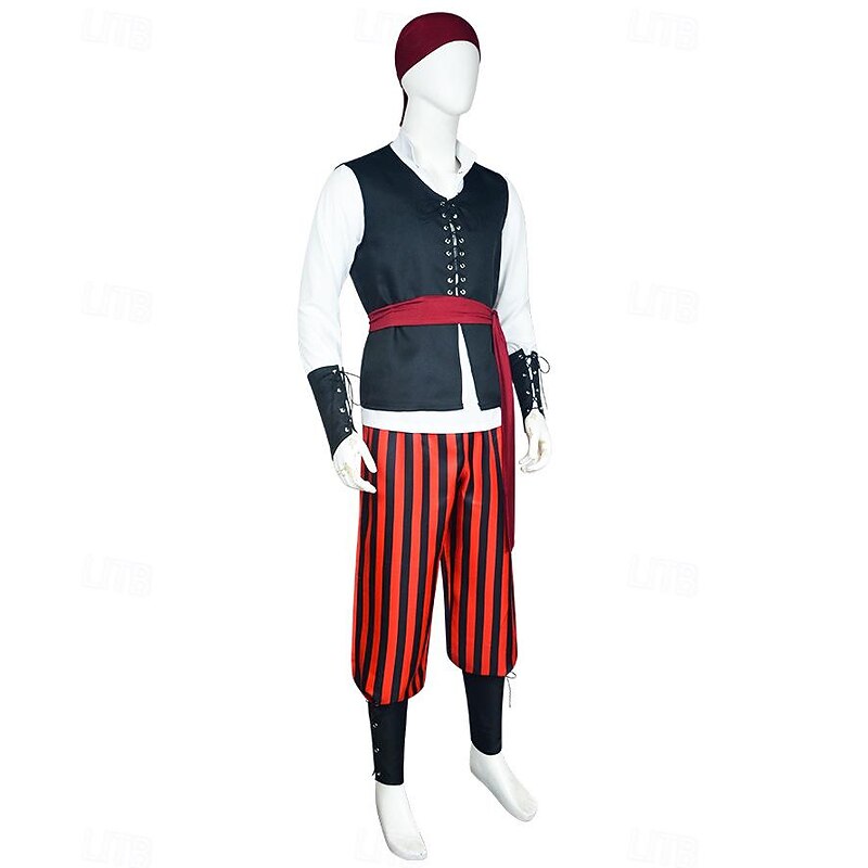 Pirate Halloween Cosplay Costume Cosplay Adults' Men's Carnival Masquerade Party Masquerade Easy Halloween Costumes Dress Up4