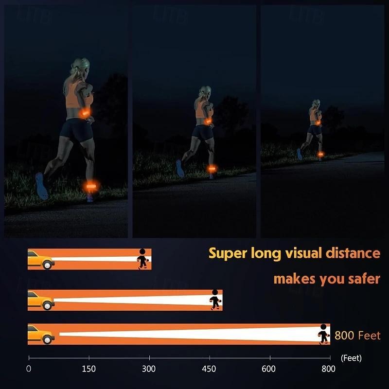 2pcs LED Armband Rechargeable - High Visibility Reflective Running Lights for Night Walking & Jogging, Adjustable Light Up Bands for Men & Women4