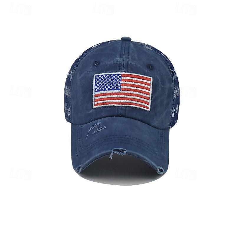 Men's Baseball Cap Sun Hat Trucker Hat Black Wine Cotton Embroidered Fashion Casual Street Daily American US Flag Adjustable Sunscreen Breathable2