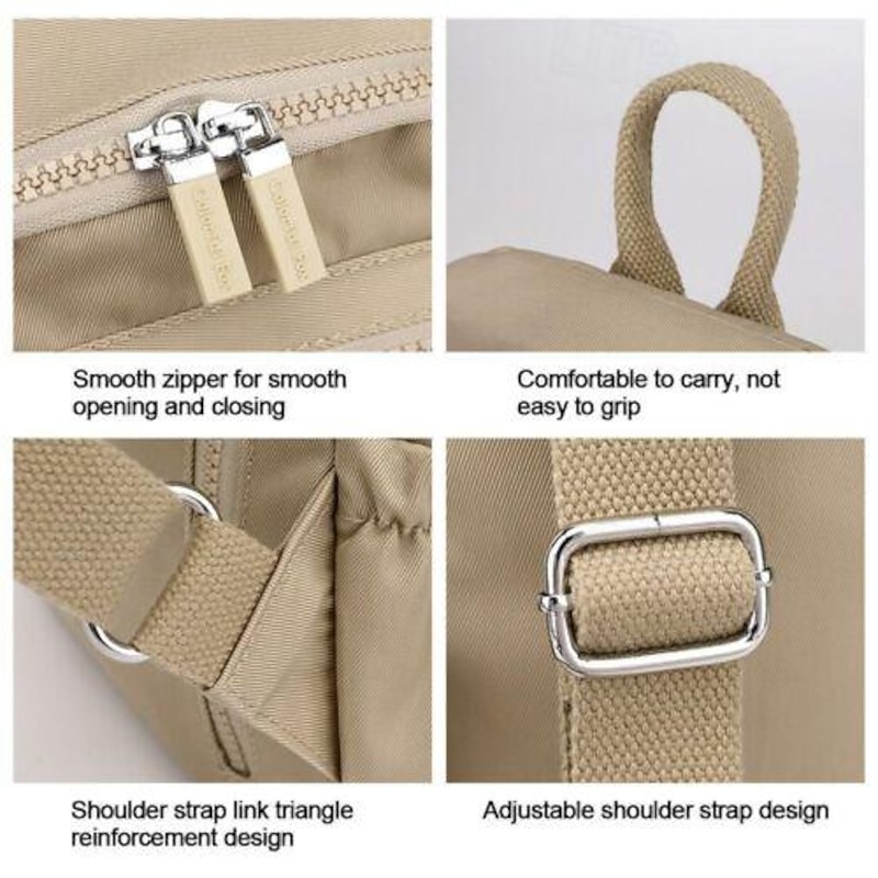 Women's Lightweight Nylon Backpack – Water-Resistant Casual Travel Bag with Multiple Pockets, Stylish Daypack for Work, School, and Outdoor Use2