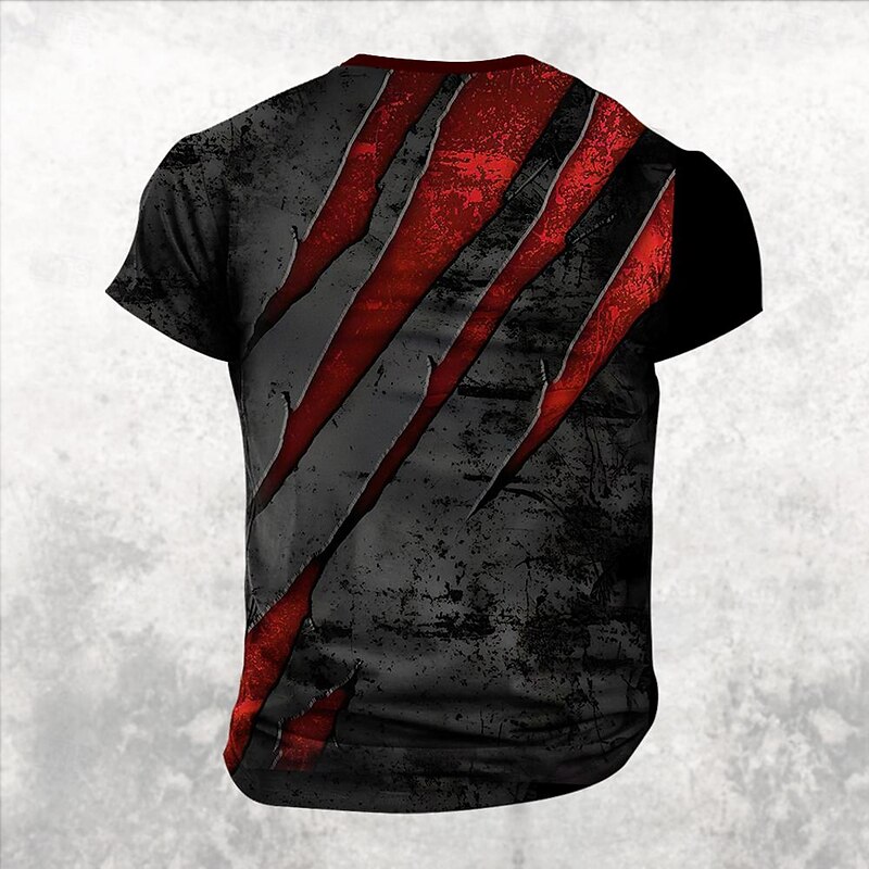 Halloween Men's Gothic Horror Scratches T Shirt Short Sleeve T shirt 3D Print Half Zip Shirt Retro Vintage Street Casual Daily Black Summer Spring Clothing Apparel S M L XL XXL XXXL2
