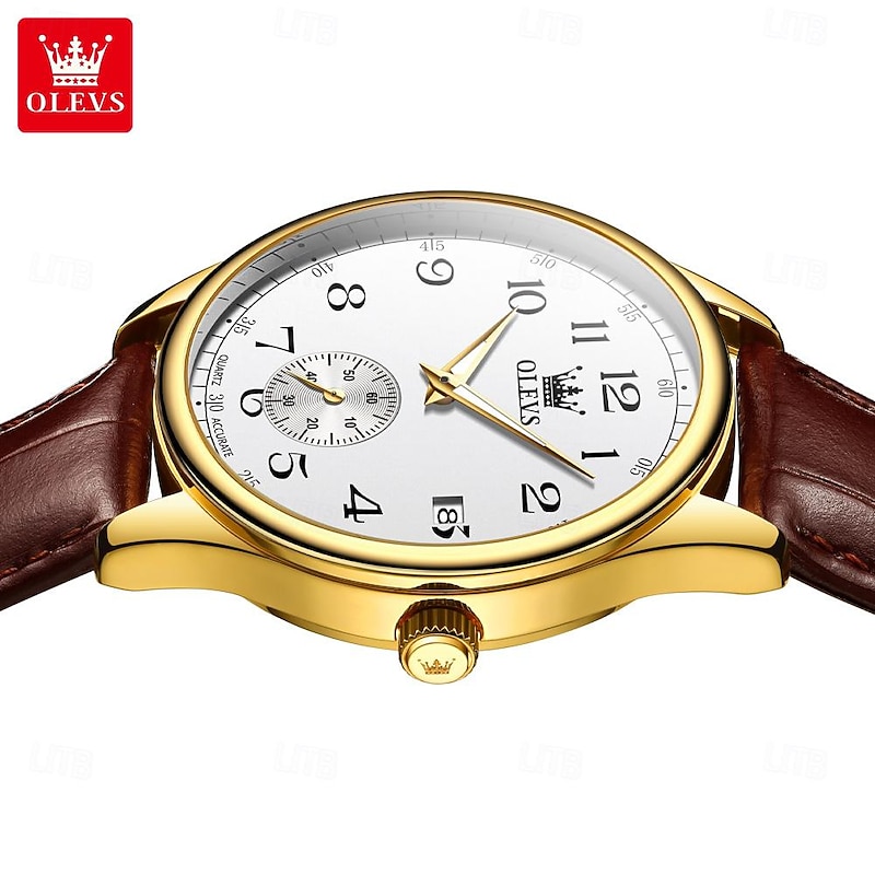 OLEVS Men Quartz Watch Minimalist Fashion Wristwatch Luminous Calendar Waterproof Decoration Leather Watch2