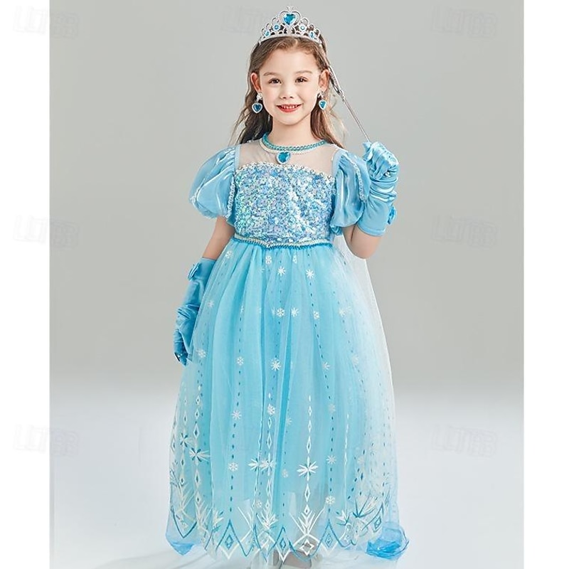 Frozen Fairy Tale Princess Cinderella Elsa Flower Girl Dress Theme Party Costume Tulle Dresses Sweet Lolita Movie Cosplay for Girls' Kids Carnival Party / Evening