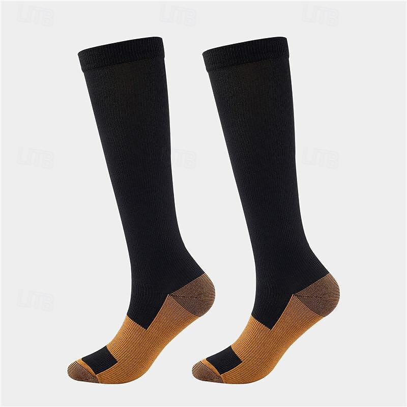 Compression Socks Athletic Sports Socks Running Socks 1 Pair Color Block Women's Tube Socks Breathable Sweat wicking Comfortable Gym Workout Basketball Running Jogging Cycling Sports Color Block Nylon